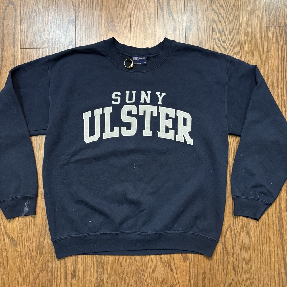 Vintage SUNY Ulster College Sweater Crewneck University New York Men's M Blue